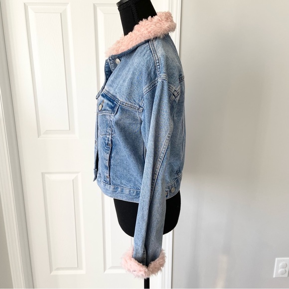 Topshop MOTO Faux Fur Denim Jacket - Picture 3 of 16